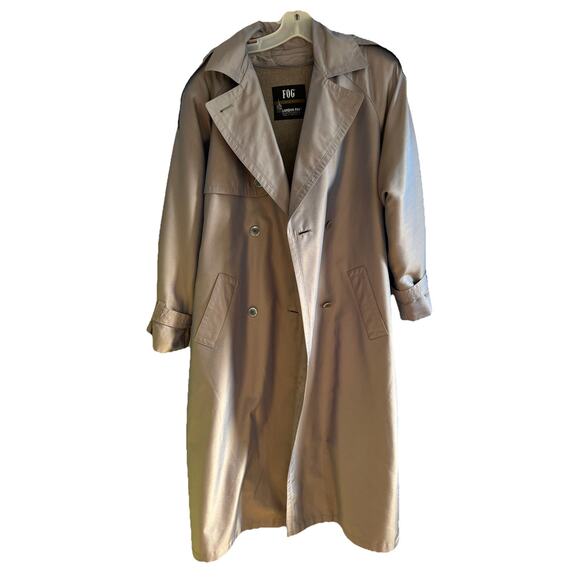 Vintage 80s90s London Fog Iridescent Blue/Gray Long Trenchcoat Raincoat Size 10 - Picture 3 of 16